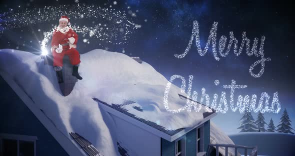 Santa claus sitting on a chimney 4k