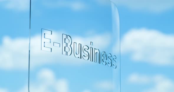 Glass E-Business Lettering and Clouds in the Background alt