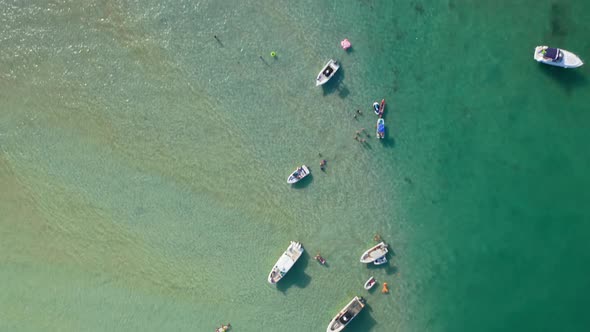  Aerial of Tropic Nature with Beautiful Shallow Beaches in Light-blue Sea, USA