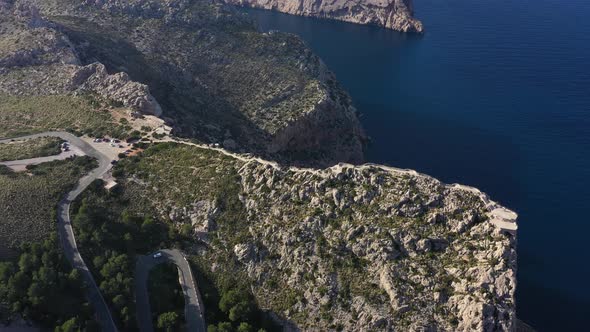 Aerial view of the observation deck on the Cape Formentor