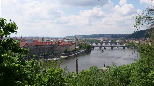 Vltava River time lapse seen from Letna Park
