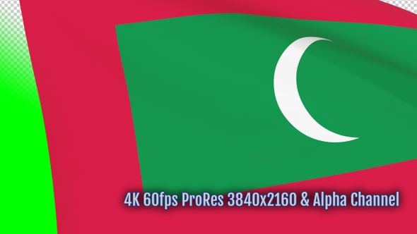 Maldives waving flag transition 4k and 1080 HD footage with alpha channel