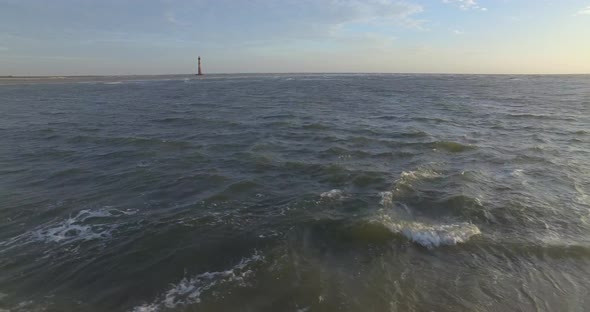 Aerial of Morris Island Lighthouse at Folly Beach