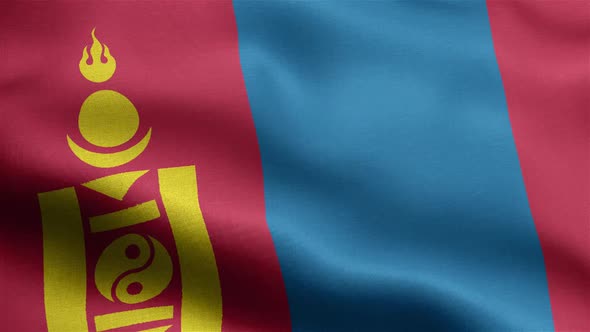 Mongolia Flag Seamless Closeup Waving Animation