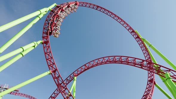 large roller coaster in the amusement park