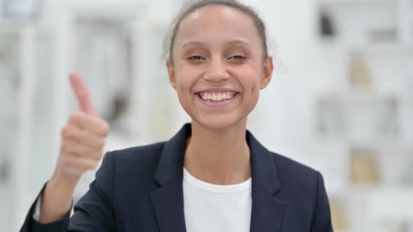 Portrait of Positive African Businesswoman Doing Thumbs Up