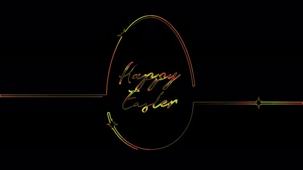 Happy Easter eggs seamless animation with neon lines. Video 4K animation of glowing neon