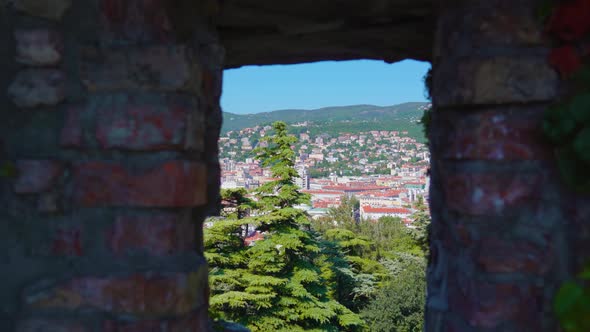 Old Town Through Castle of San Giusto Fortress Loophole