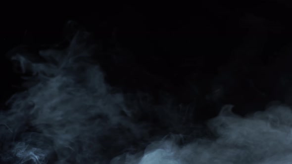 Smoke texture over blank black background. Mystical steam at night.