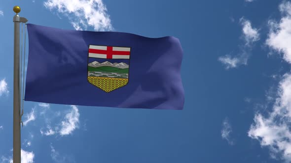Alberta Flag (Canada) On Flagpole