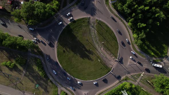 Drone Captures the Roundabout of Cars