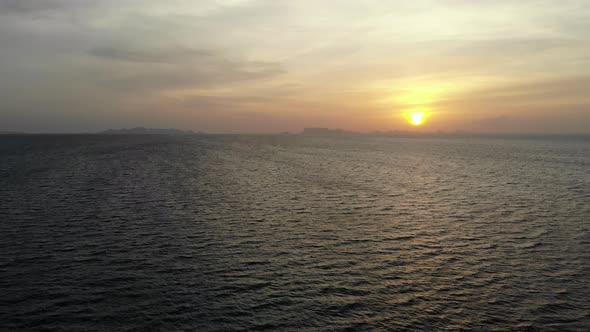 Beautiful from high view of sunset around sea