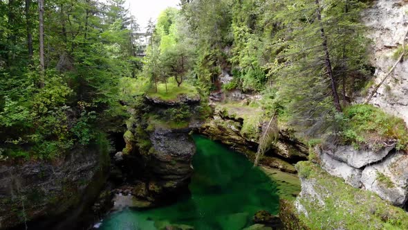 Beautiful view to the Traunfall in Upper Austria drone video