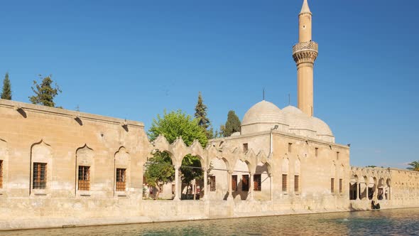 Rizvaniye Camii Mosque and Balikligol Fish Lake in Sanliurfa Turkey