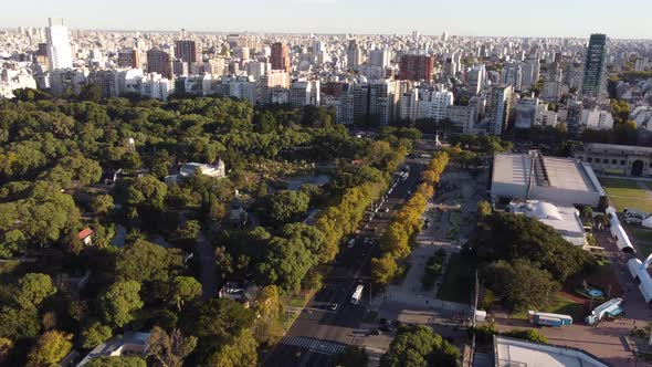 Urban green spaces at Palermo area enclave Buenos Aires aerial