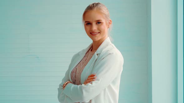 Attractive Young Woman Profile Portrait in Office