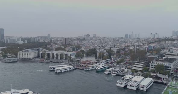 Istanbul Besiktas Seaside Sinan Pasa Mosque Aerial View