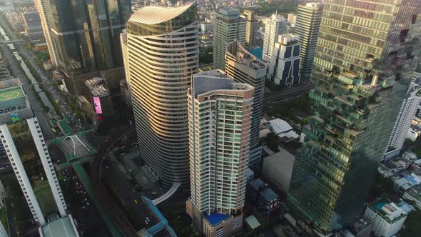 4K aerial drone footage of Bangkok skyline.
