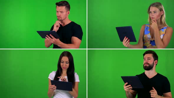  Compilation (Montage) - People Work on Tablet - Green Screen Studio