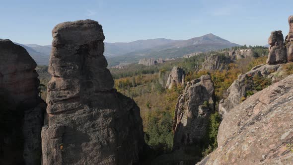 Valley with strange  formations in Western Bulgaria slow pan 4K 2160p 30fps UltraHD footage - Famous