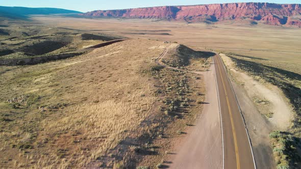 Road Across the Canyon Mountains Aerial View From Drone