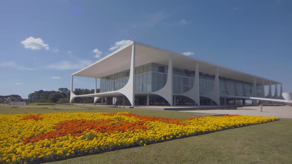 wide shot of the official workplace of the president of brasil the palacio do planalto in the middle