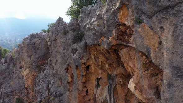 Close Up of Geological Formation of a Rocky Mountain on a Sunny Summer Day