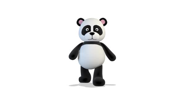 Panda Bear Walks on White Background alt