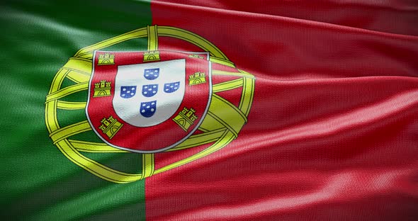 Portugal Portuguese waving flag loop