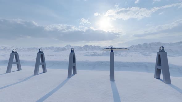 Hyperloop Mountain Winter Landscape Futuristic Speed Train Iot