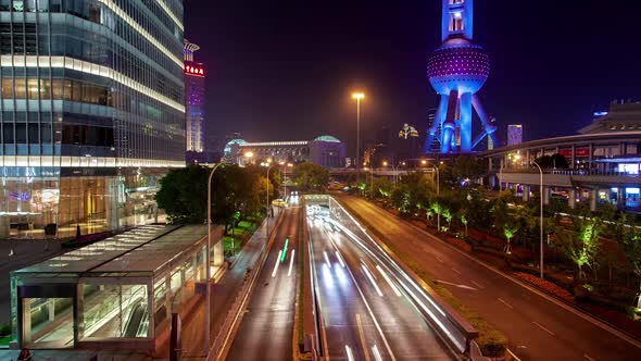 Shanghai Road in Pudong at Chinese Underground Timelapse