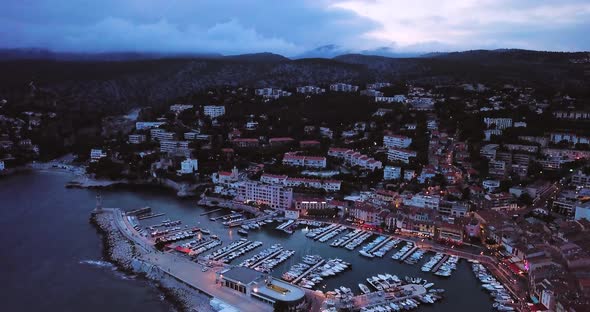 Small Town and Port with Yachts