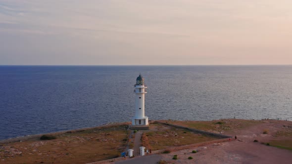 Faro de Cabo de Barbaria, Far de Barbaria Lighthouse on the island of Formentera Spain.