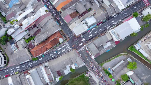Aerial view Timelapse Beautiful top view Hyperlapse of cars traffic at phuket city downtown street