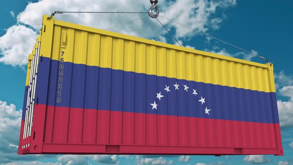 Cargo Container with Flag of Venezuela