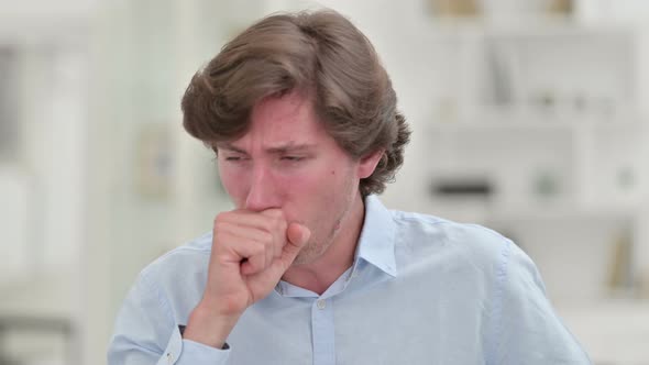 Sick Casual Young Man Coughing, Allergic 