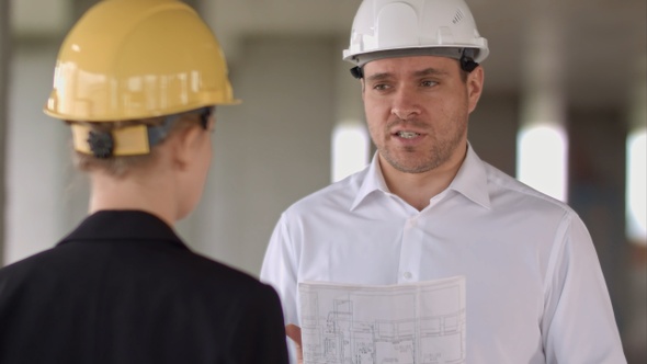 Businessman have problem and angry at construction site building