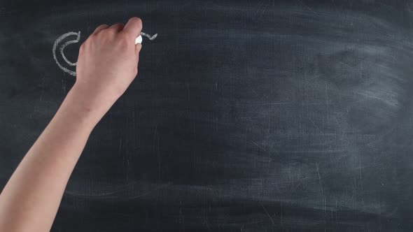 Word cashback is written on a chalkboard and a pack of dollar bills is put with hand, timelapse.