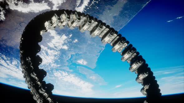 Futuristic Space Station on Earth Orbit