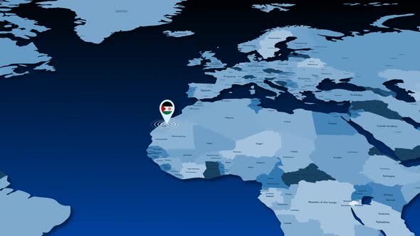 Sahrawi Arab Democratic Republic Location Tracking Animation On Earth Map