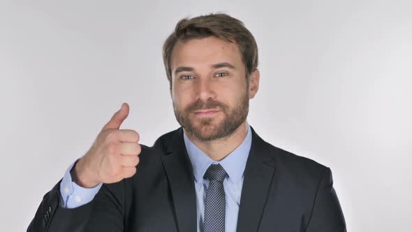 Portrait of Businessman Gesturing Thumbs Up