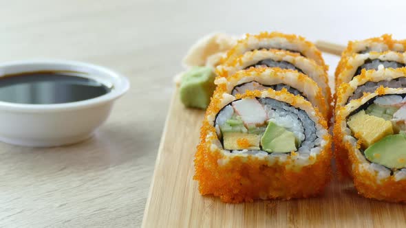Sushi set on plate Japanese food style