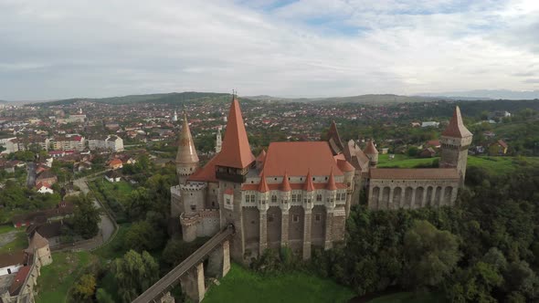 Aerial view of Corvin Castle 