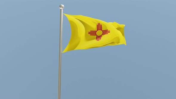 New Mexico flag on flagpole.