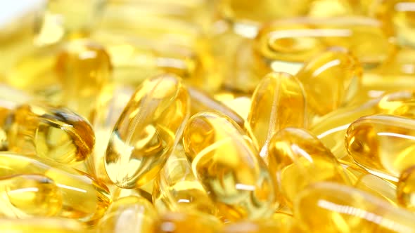 Closeup Omega 3 Fish Oil Pills Background Vitamin E Natural Capsules Texture