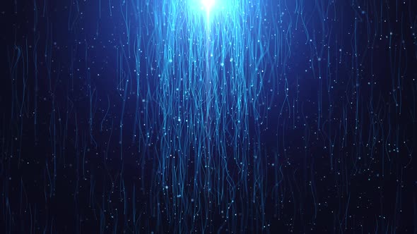Particles and sparkles meteor shower falls glowing trails black in. alt