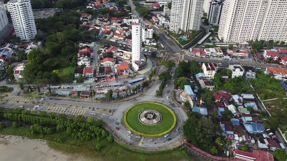 Aerial view roundabout at Gurney in day