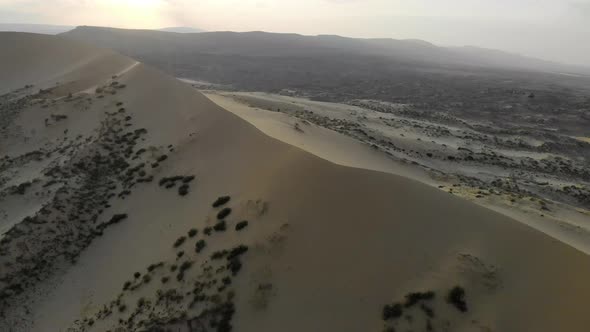 Aerial View of the Highest Sand Dune in Europe Sarykum Dune Dagestan Russia