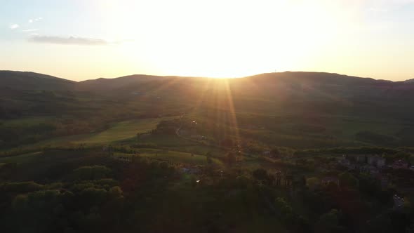 Flight Over the Wine Fields in Italy