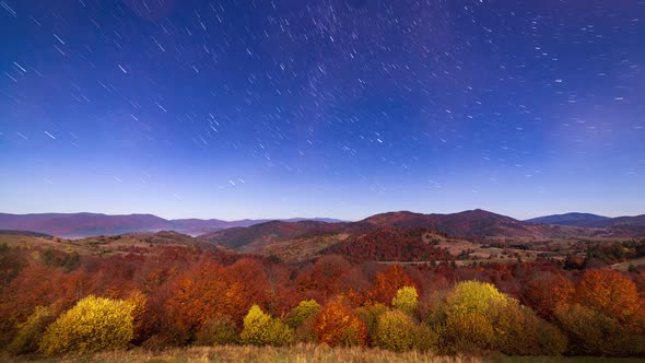 Timelapse of Moving Star Trails in Night Sky